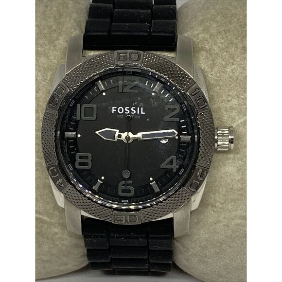 Fossil PR5409 Men's Black Silicone Analog Black Dial Quartz Genuine Watch JK2 - Picture 2 of 12